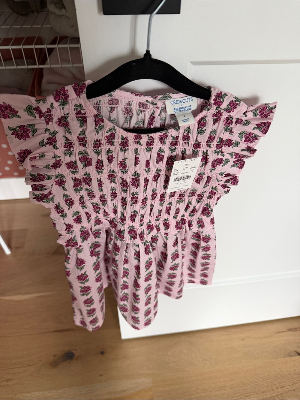 Crewcuts Pink Floral Smocked Ruffle Top